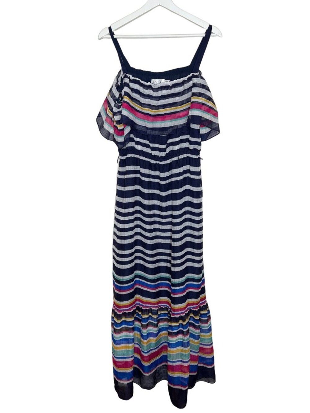 Eliza J Women's Size 12 Navy White Striped Sleeveless Maxi Dress